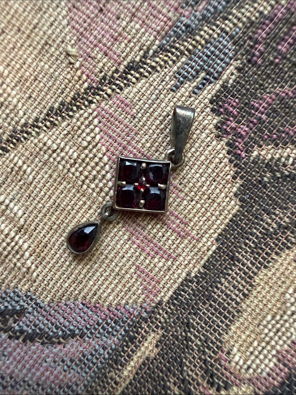 Real Garnet Drop Pendant - Deep Red Gemstones